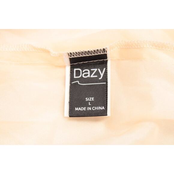 Dazy Retro Midi Prairie Dress Medium Sheer Chiffon Peach Cottagecore Romantic - Picture 8 of 11